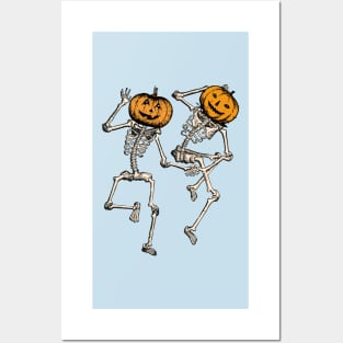 Dancing Pumpkin Head Skeletons Posters and Art